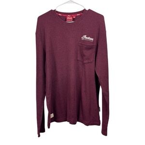 Indian Motorcycle Thermal T Shirt Mens Size Large Pocket Long Sleeve maroon